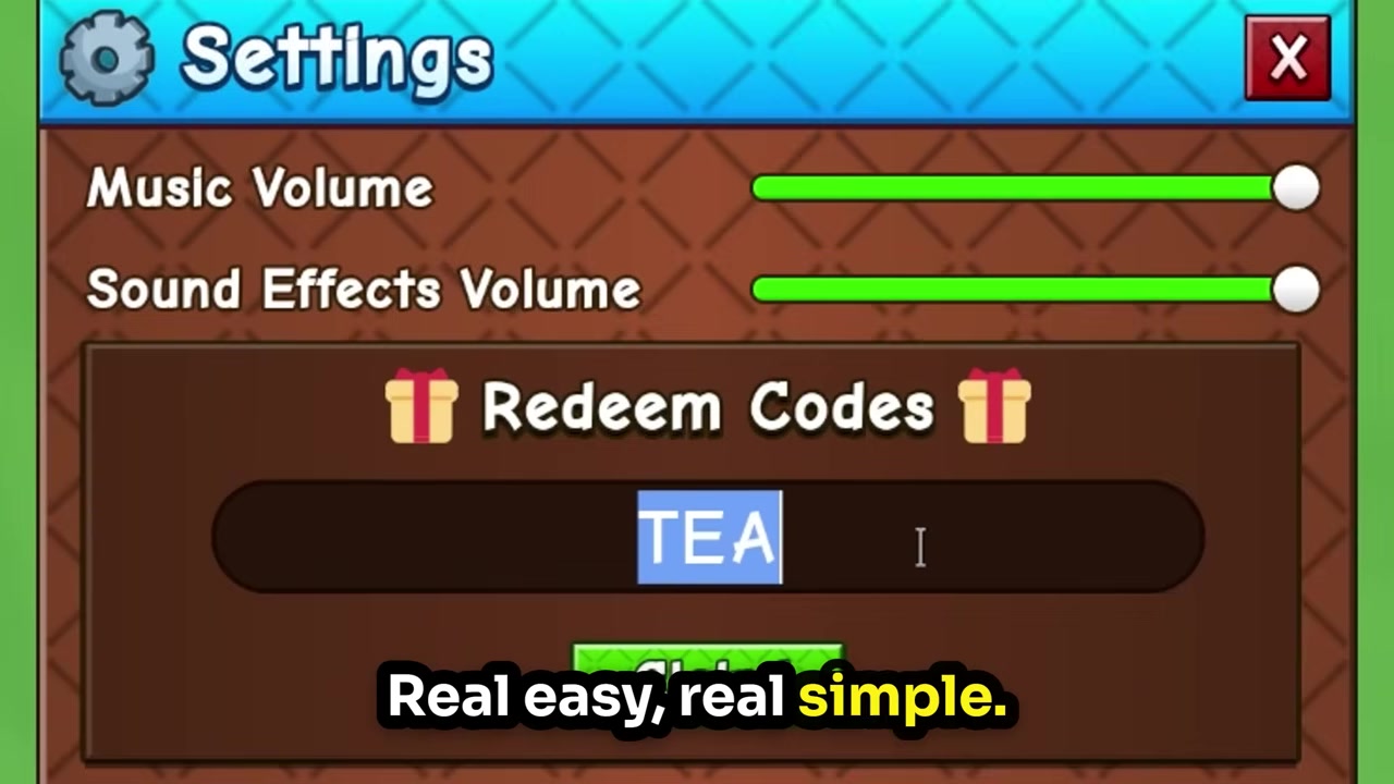 Code entry box shows the letters T E A