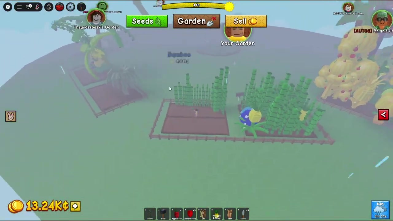 Glowing seeds dropping from the sky during the night weather event