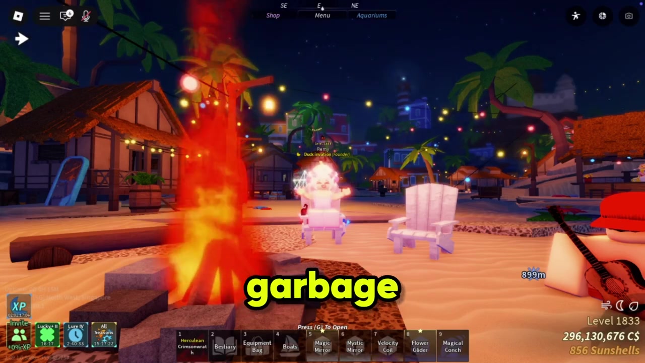 Use garbage bait and a weaker rod to pull junk items instead of fish