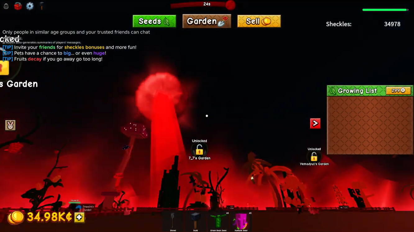Blood moon event in grow a garden 2