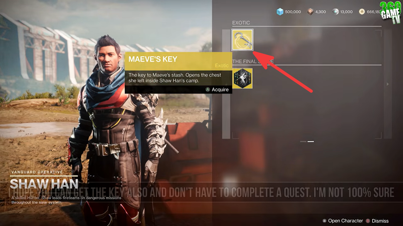 Maeve's Key from Shaw Han's stash - Destiny 2
