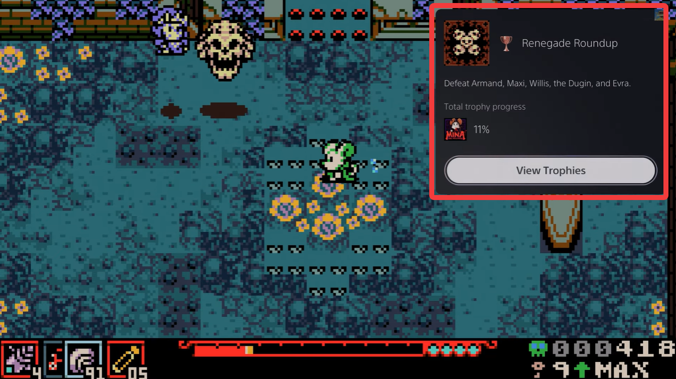 Regenade roundup trophy unlocked in mina the hollower