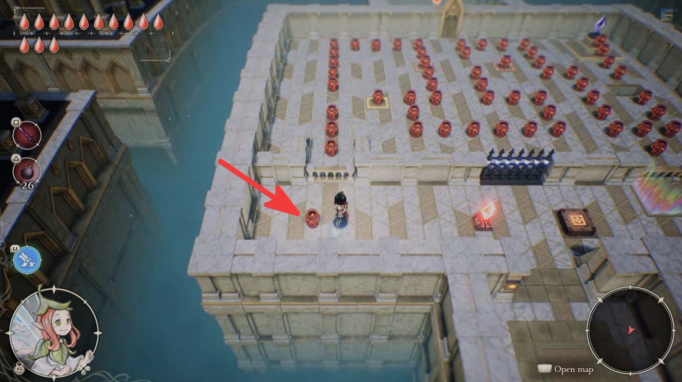Explosive pot location in Shrine of Life 13 puzzle in The Adventures of Elliot: Millennium Tales