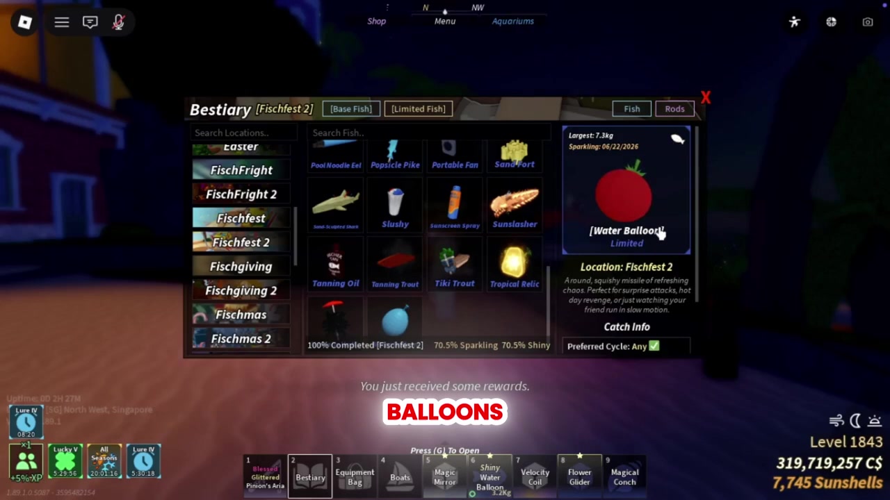 Appraising a Water Balloon for a chance at the shiny mutation