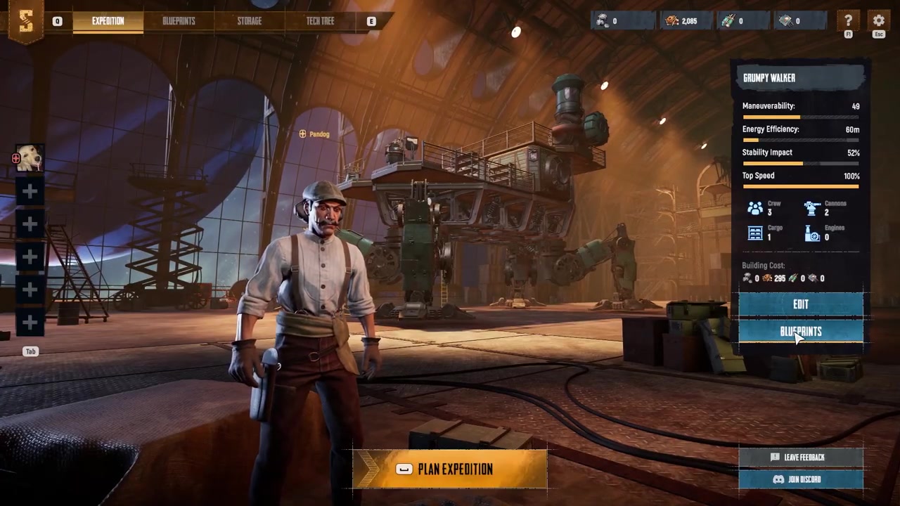 Open the blueprints menu