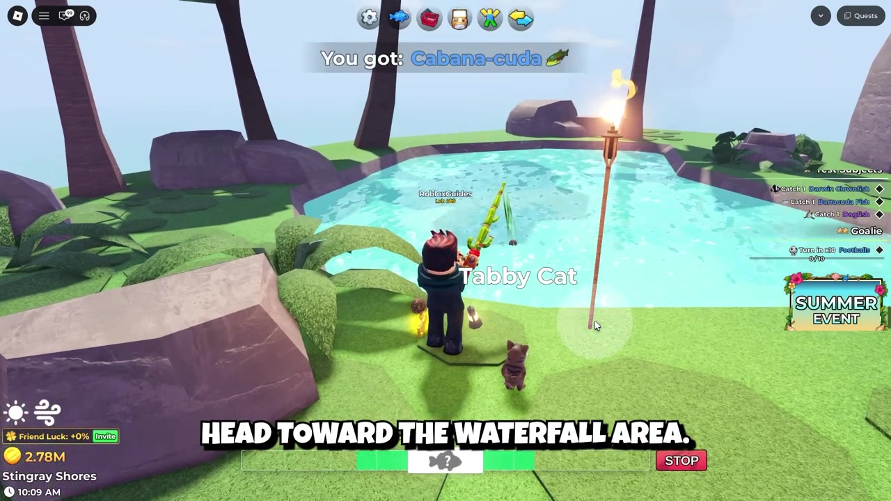 Find Goalie by the waterfall