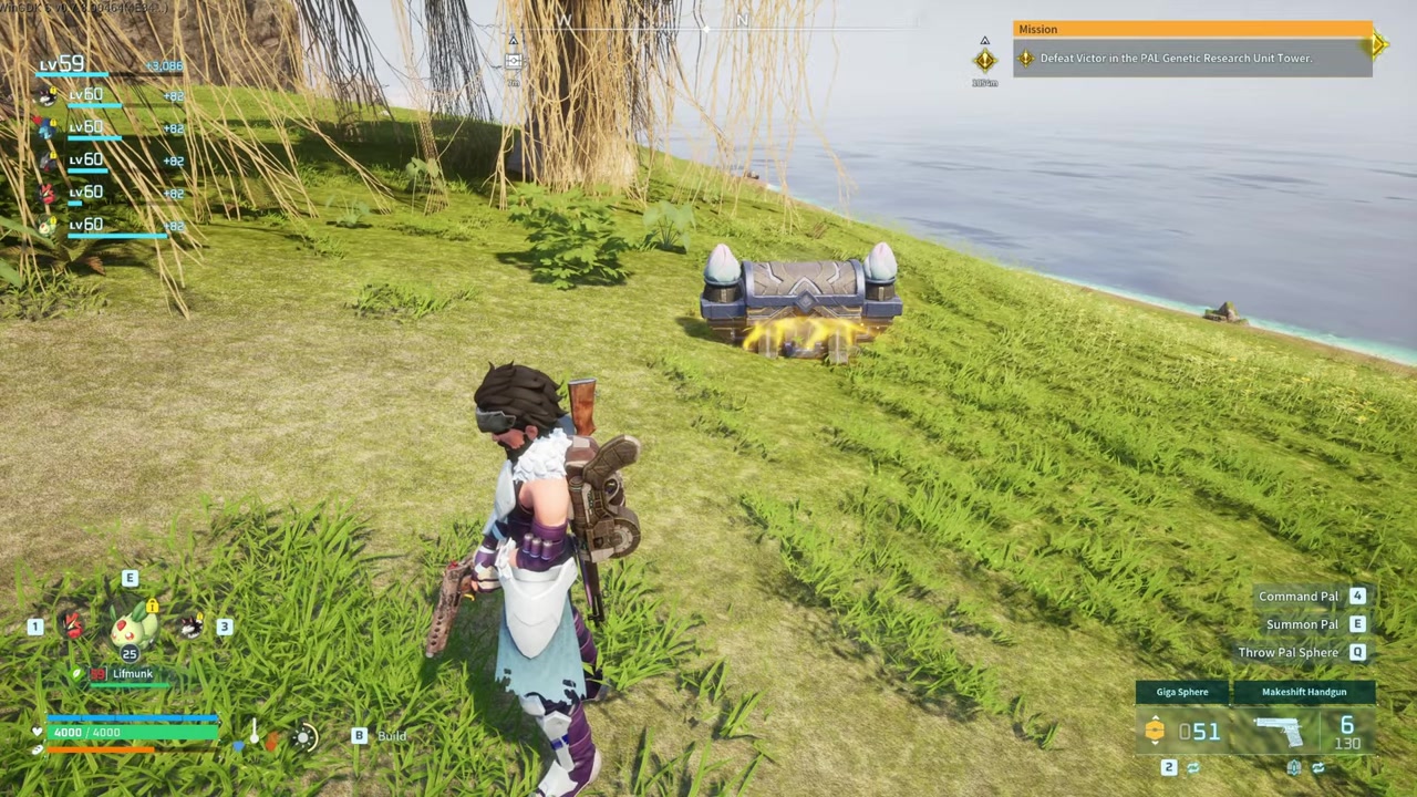 Summon the Pal right beside the chest