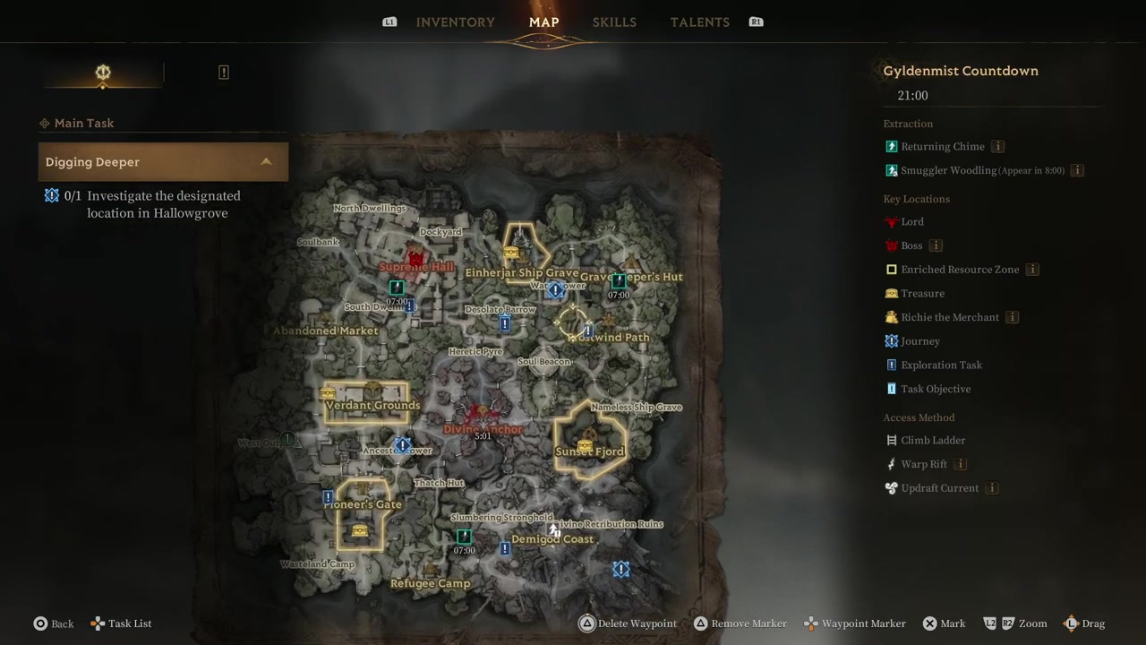 Open your map and find the blue waypoint
