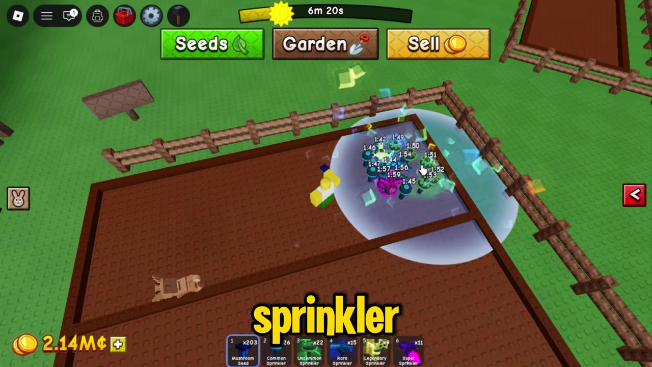 Spam mushroom seeds across the covered tiles