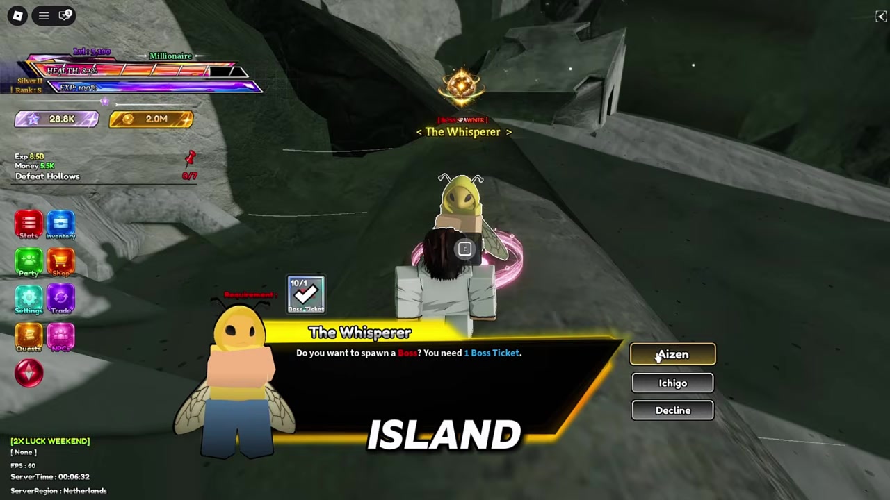 Use Boss Tickets on the island