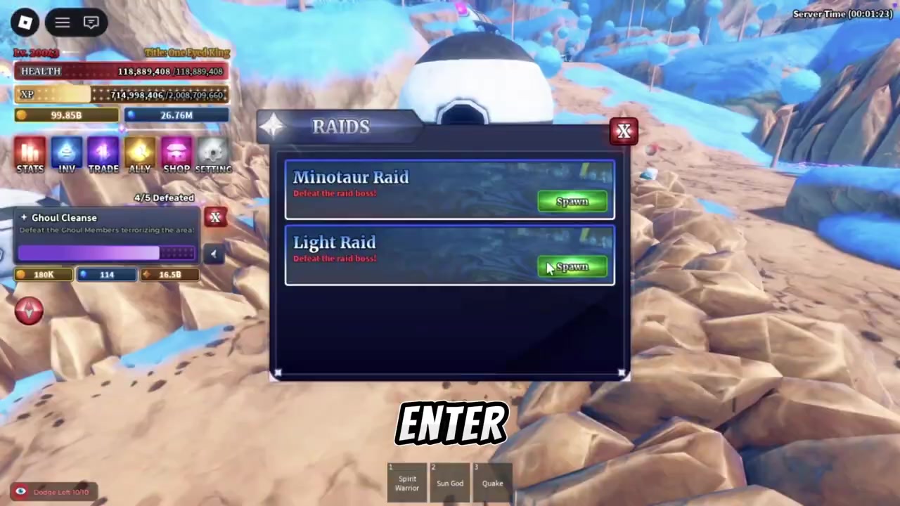 Enter and start the Light Raid