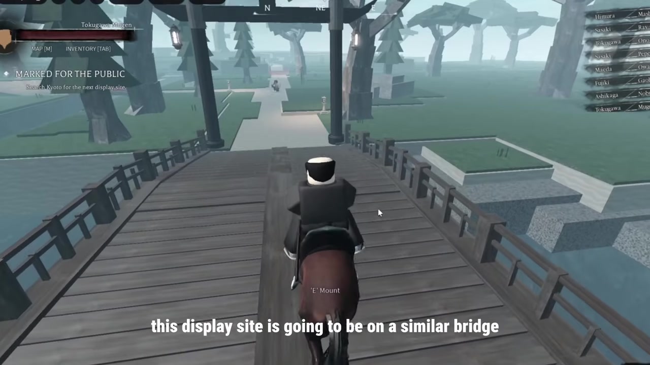 Go to the bridge behind the horse stables