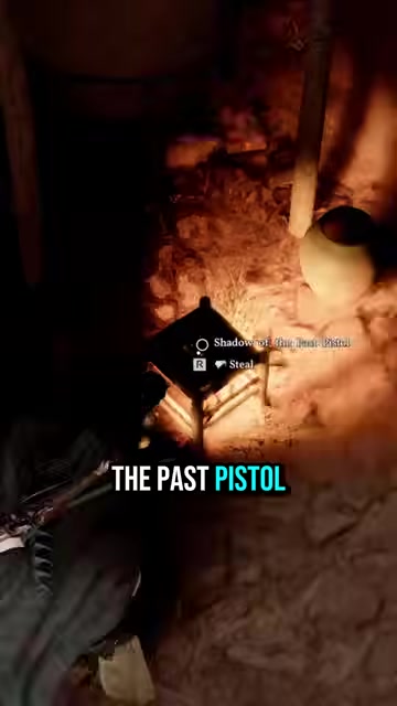 Pick up the pistol from the stool