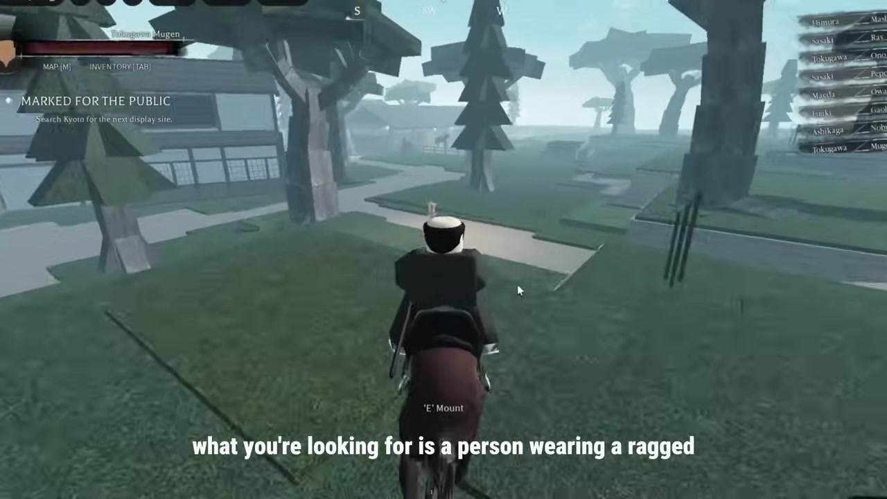 Find the ragged-kimono NPC at night
