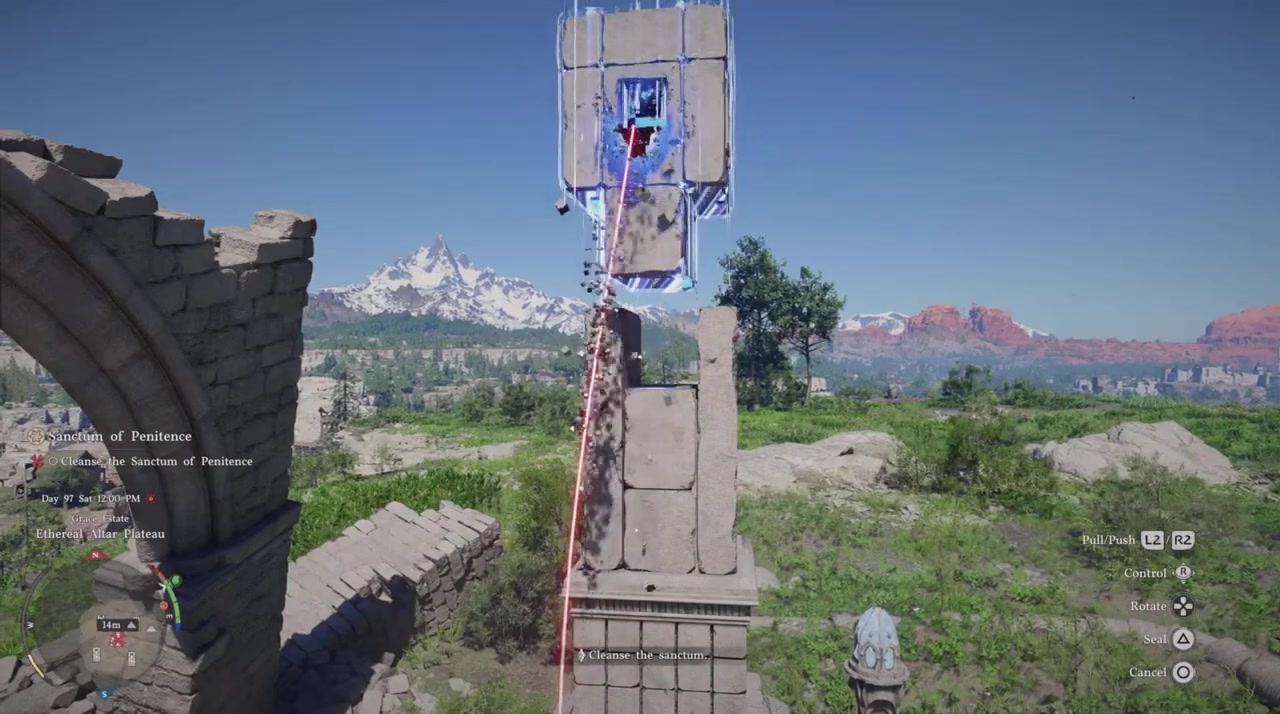 Line it up over the empty pillar