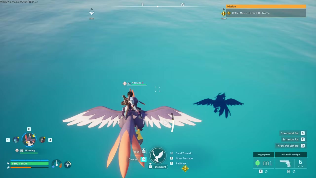 Skim the ocean to manage stamina