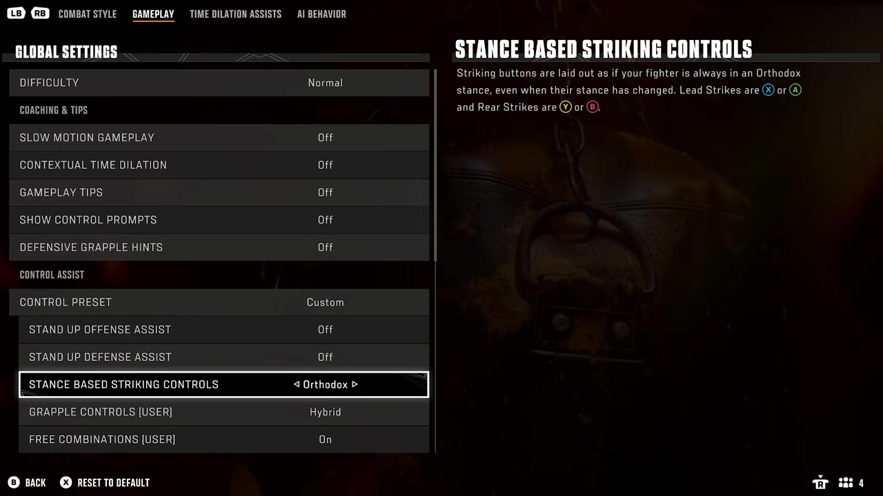 Set Stance-Based Striking Controls