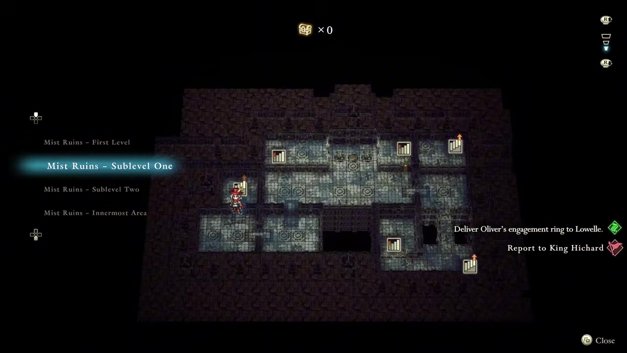 Move right across sub-level one