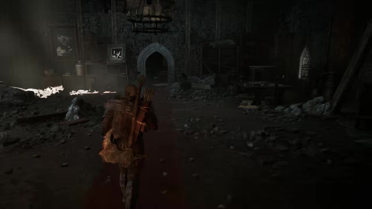 Climb back into the armor area