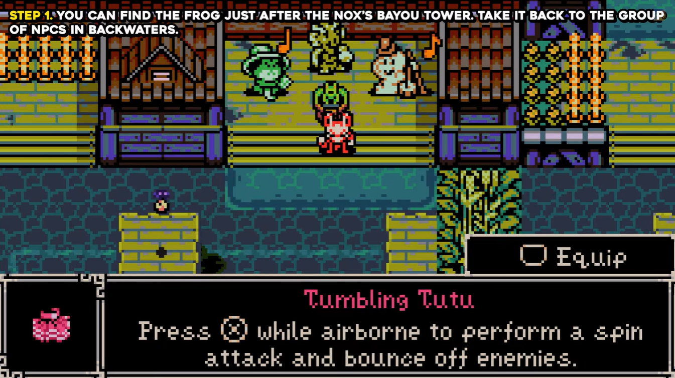 Unlocked tumbling tutu after submitting the frog to the band in Ossex in Mina the Hollower