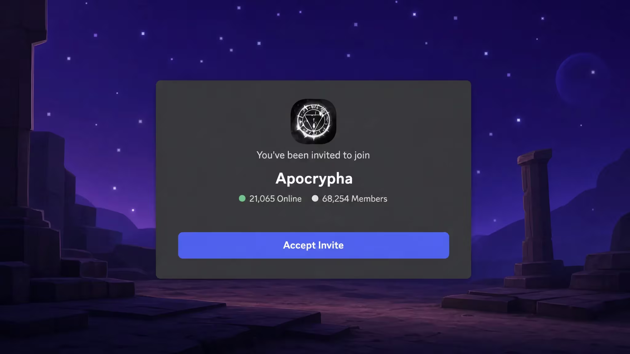 Apocrypha codes: An image of the Apocrypha Discord server