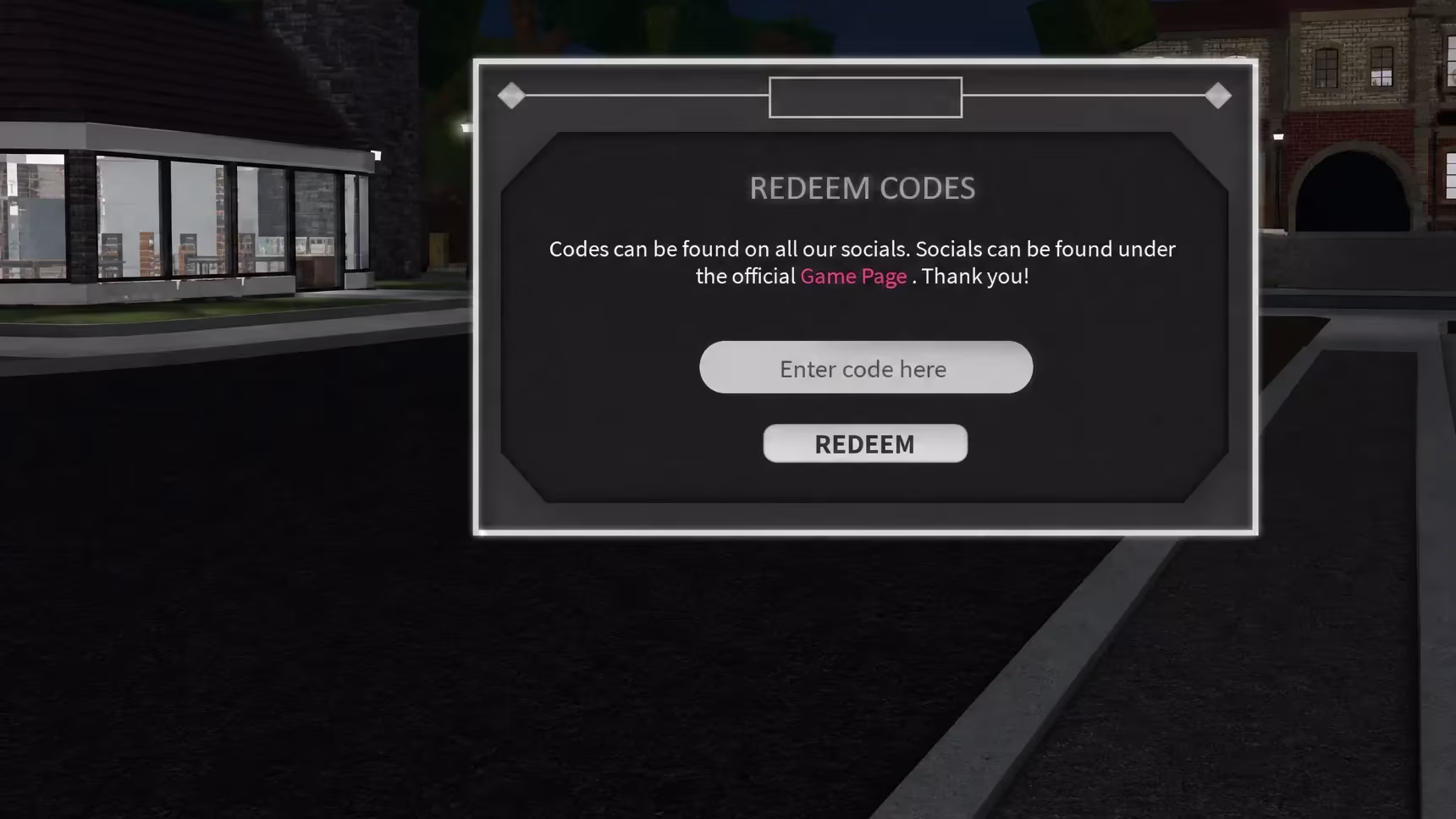 Jojo Shenanigans codes: An image of the code redemption screen in Roblox Jojo Shenanigans