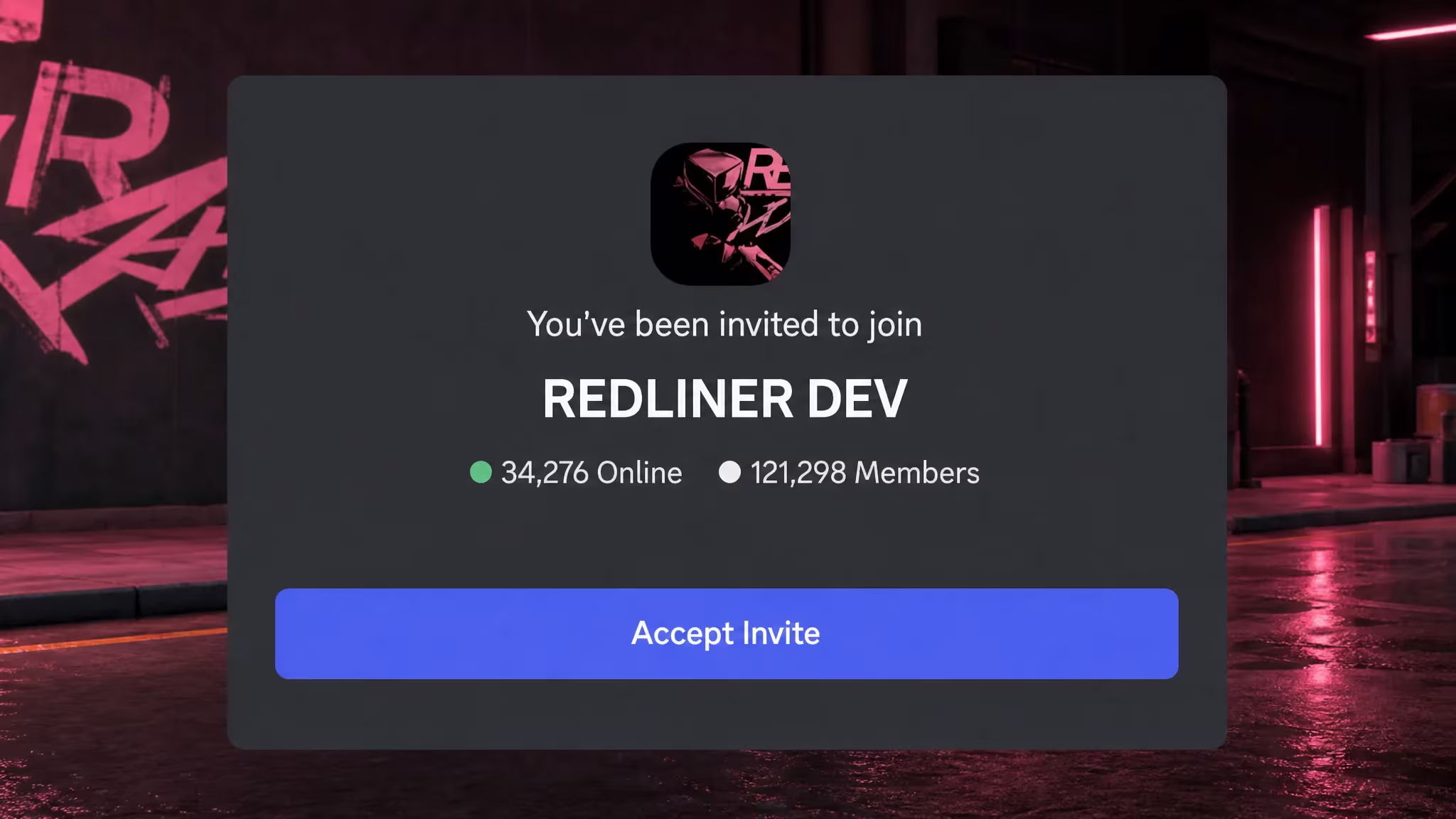 Redliner codes: An image of the Redliner discord server
