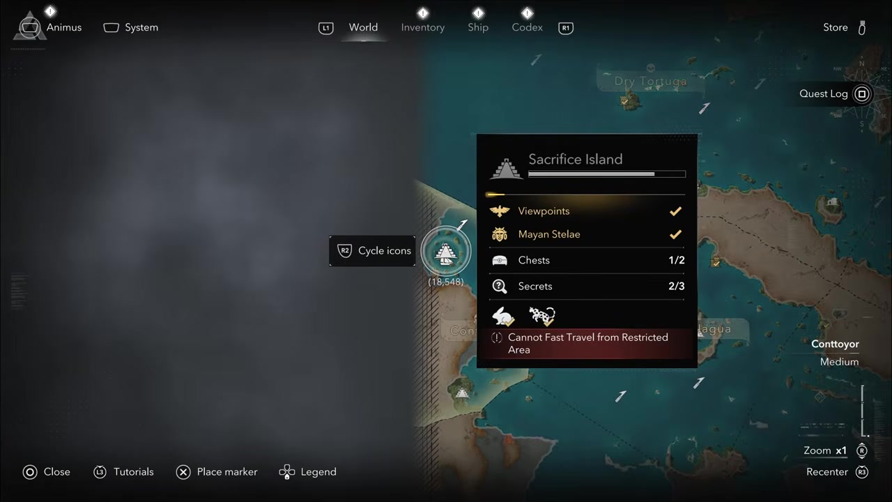 Anchor Medallion pickup route on Sacrifice Island