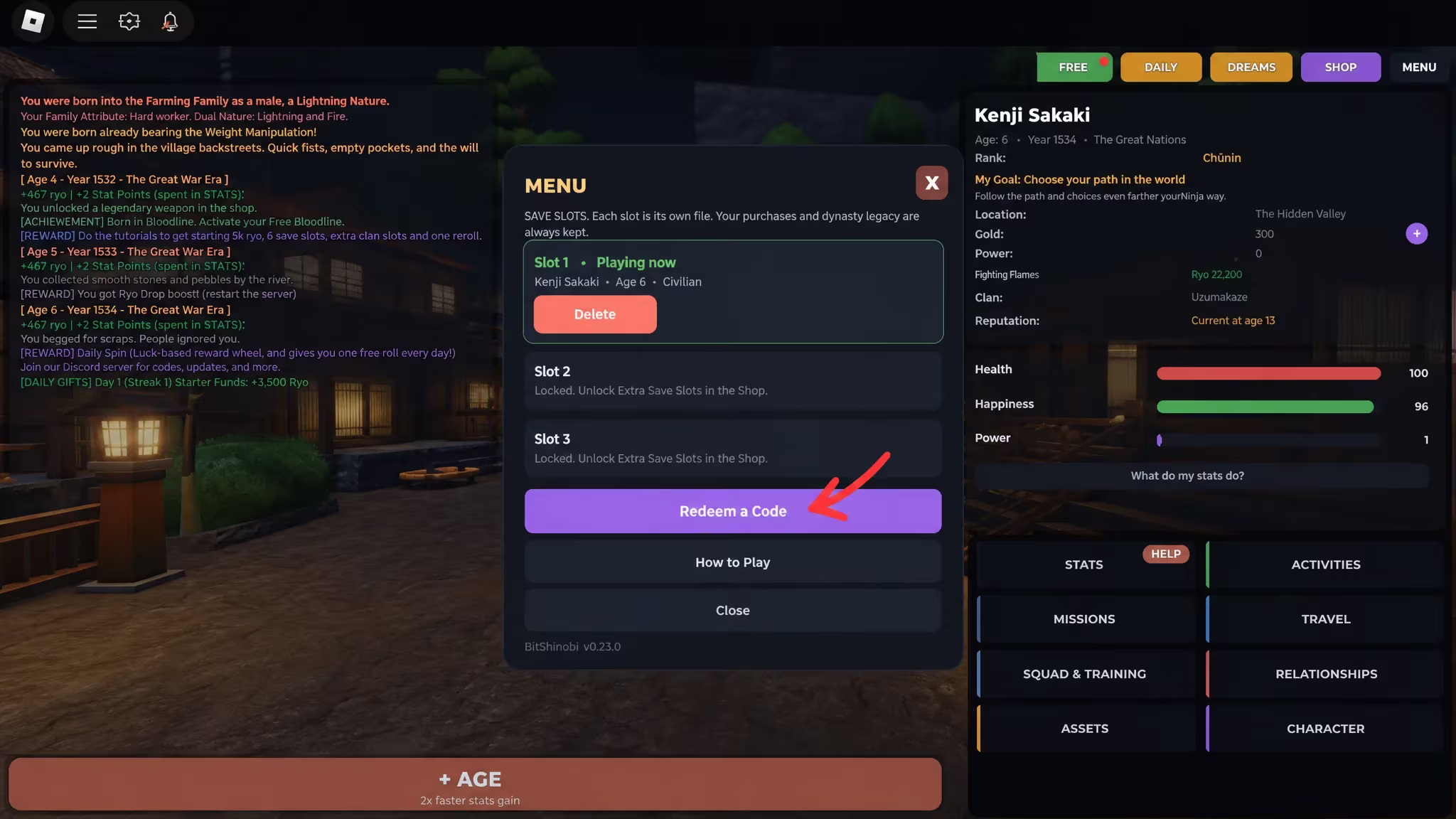 How to redeem BitShinobi codes