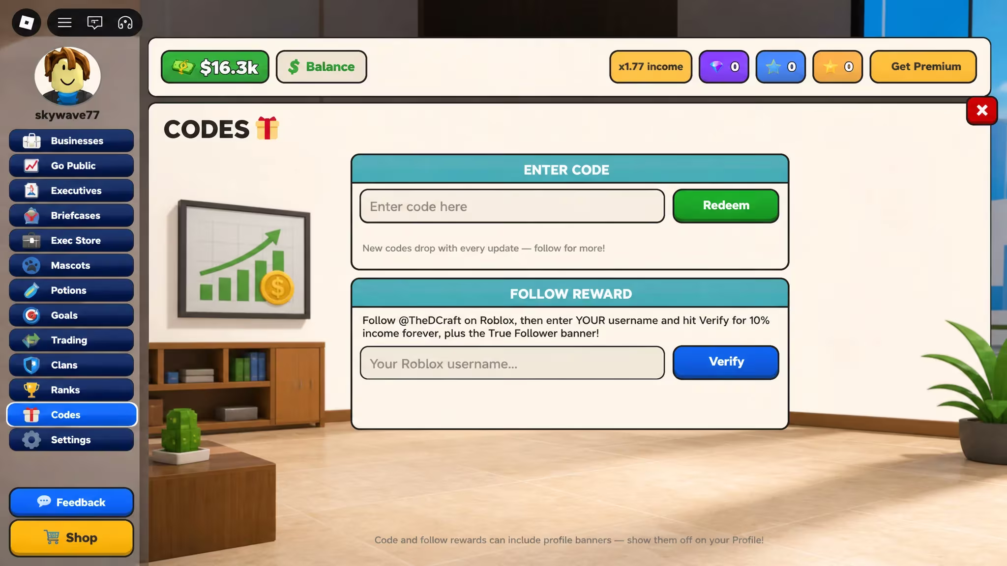 how to redeem codes in business incremental roblox