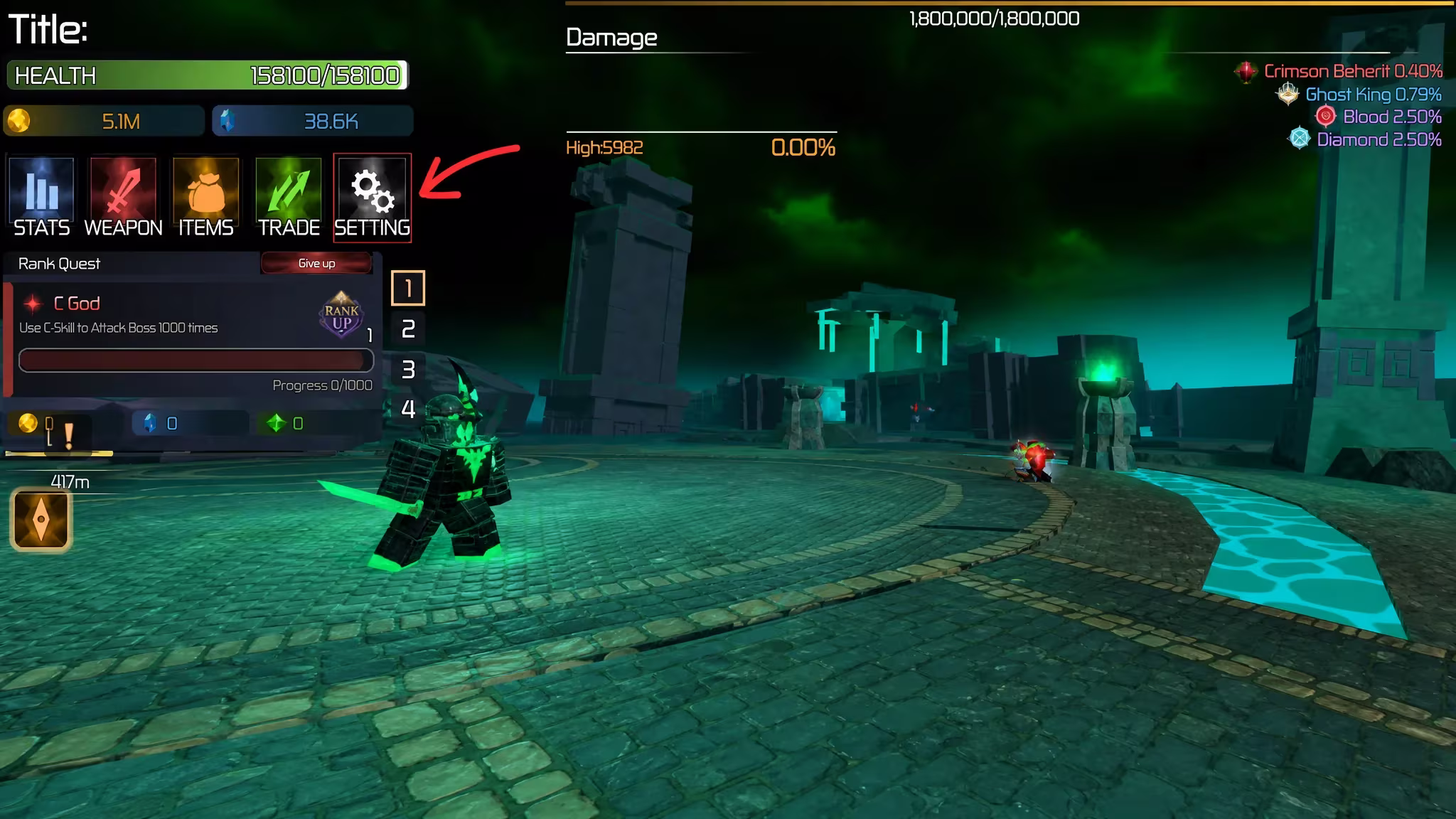 The Settings Icon in Broken Blade Roblox Experience