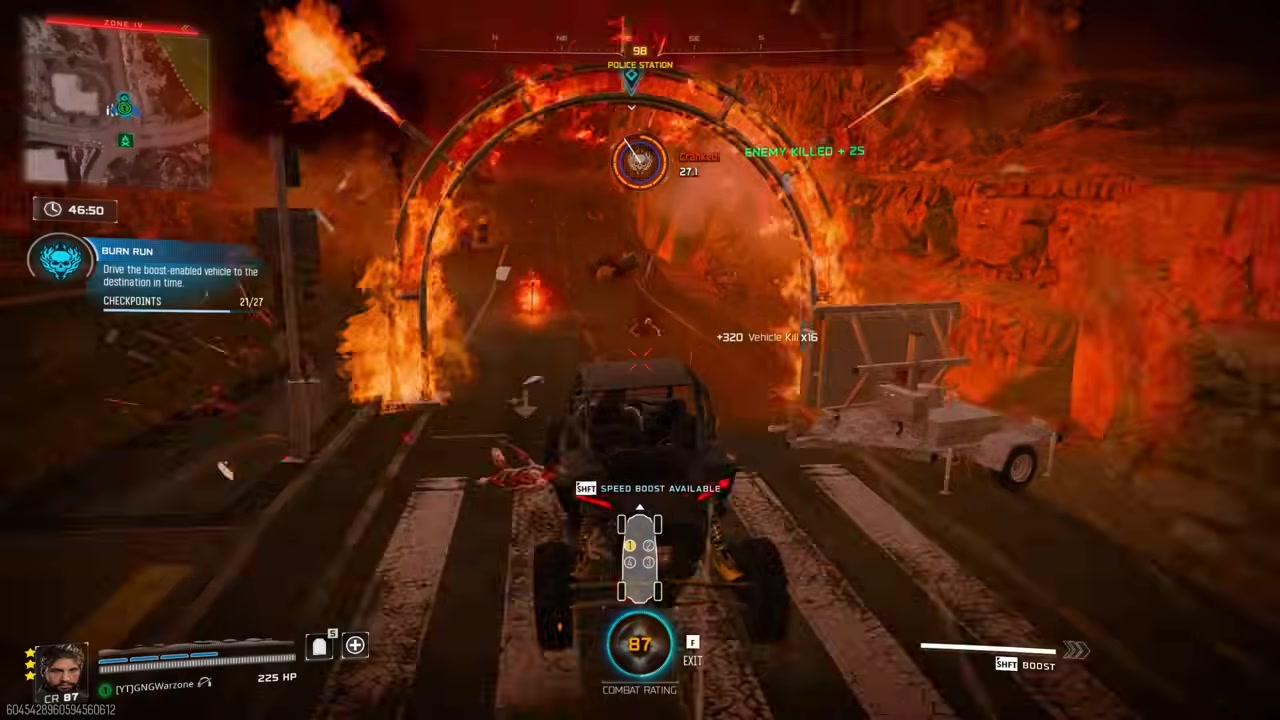 Collect flaming tire boosts