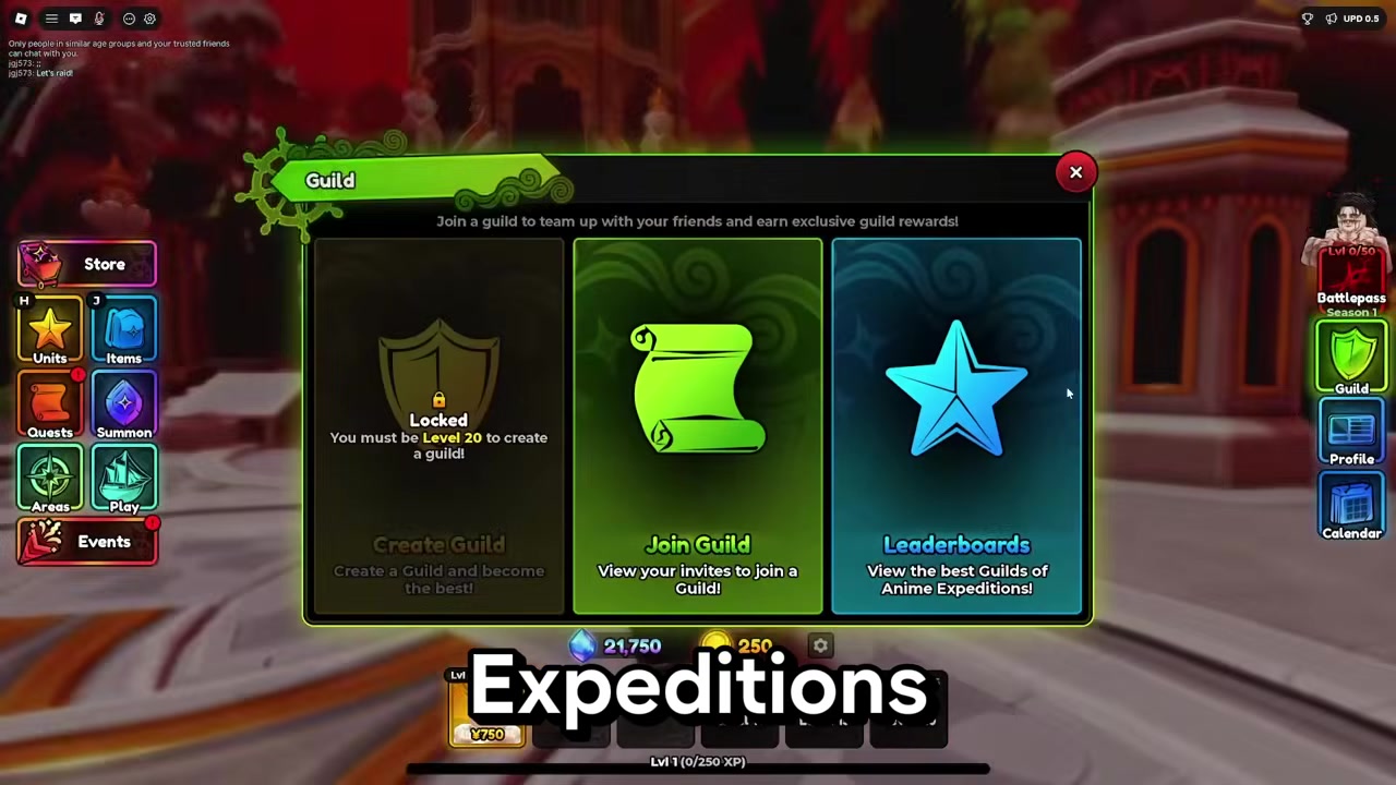 Open the Guild menu