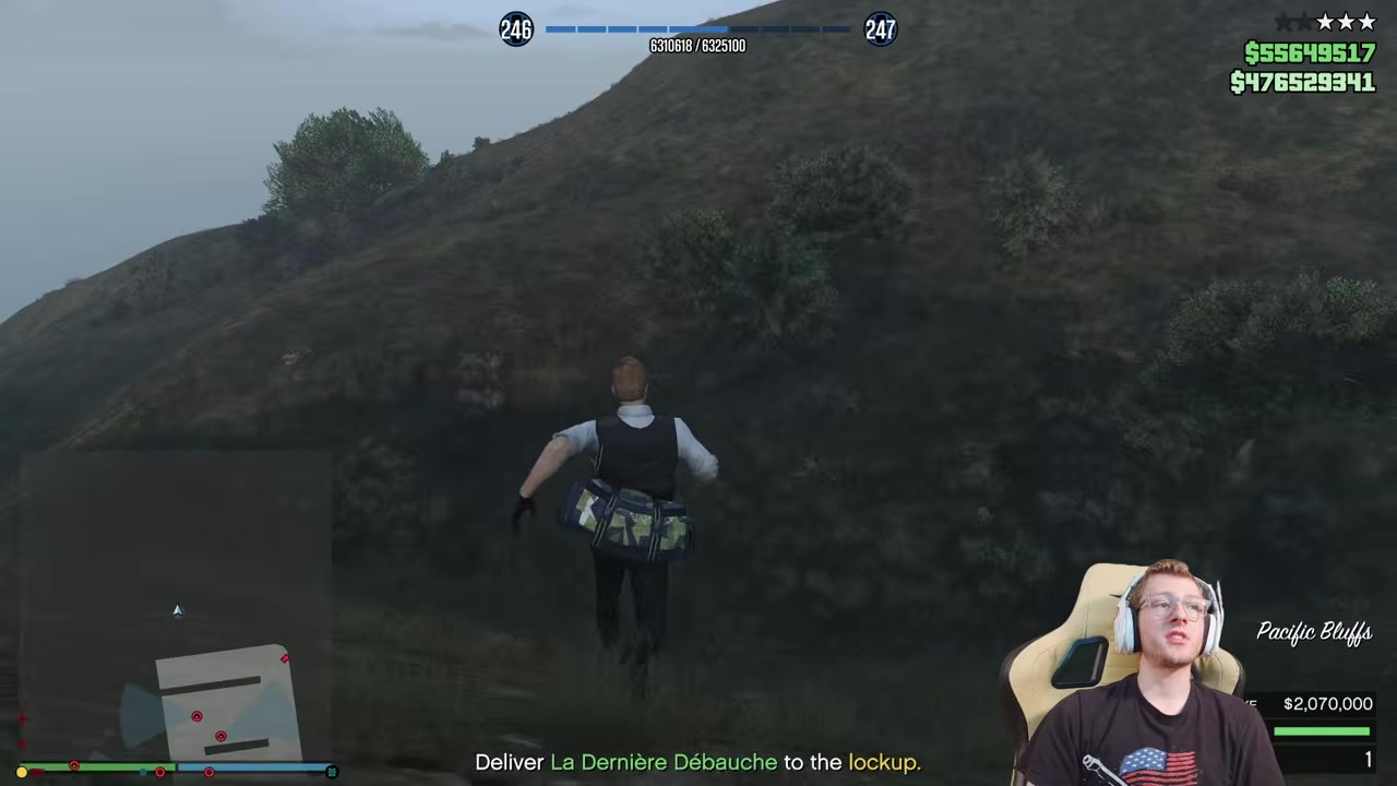 Run downhill to the road