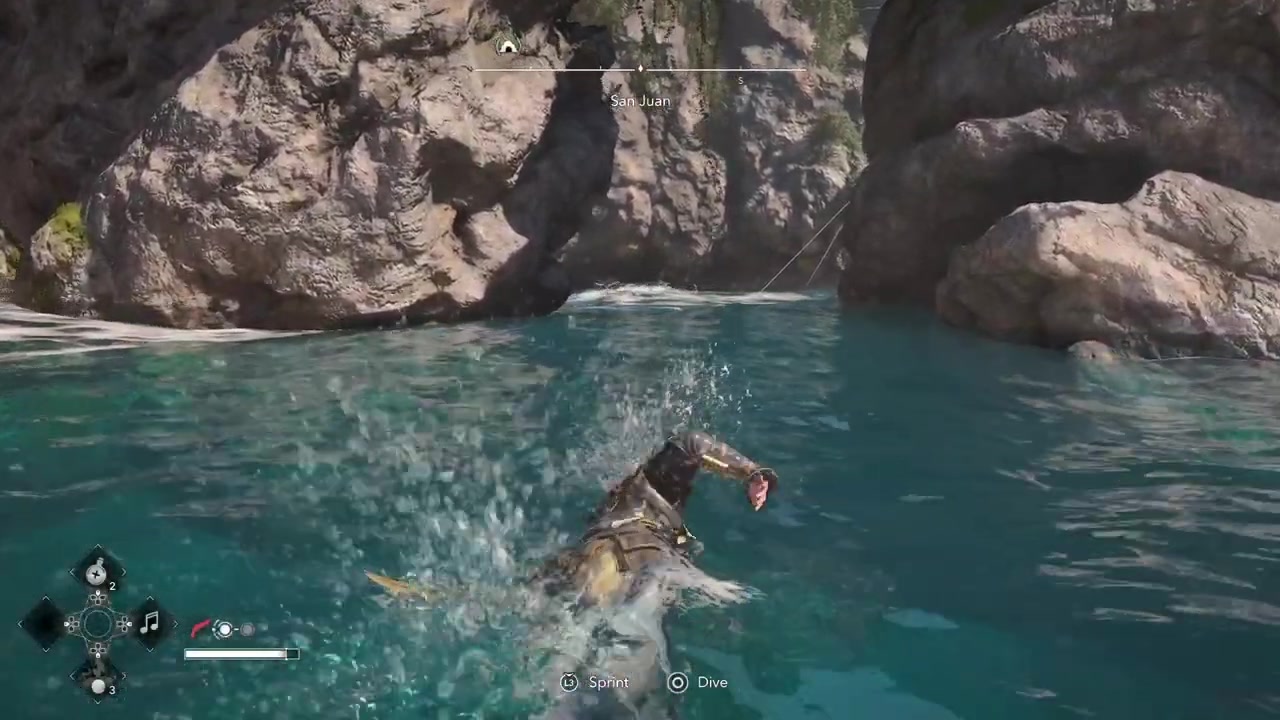 Stop by the rock and broken ship