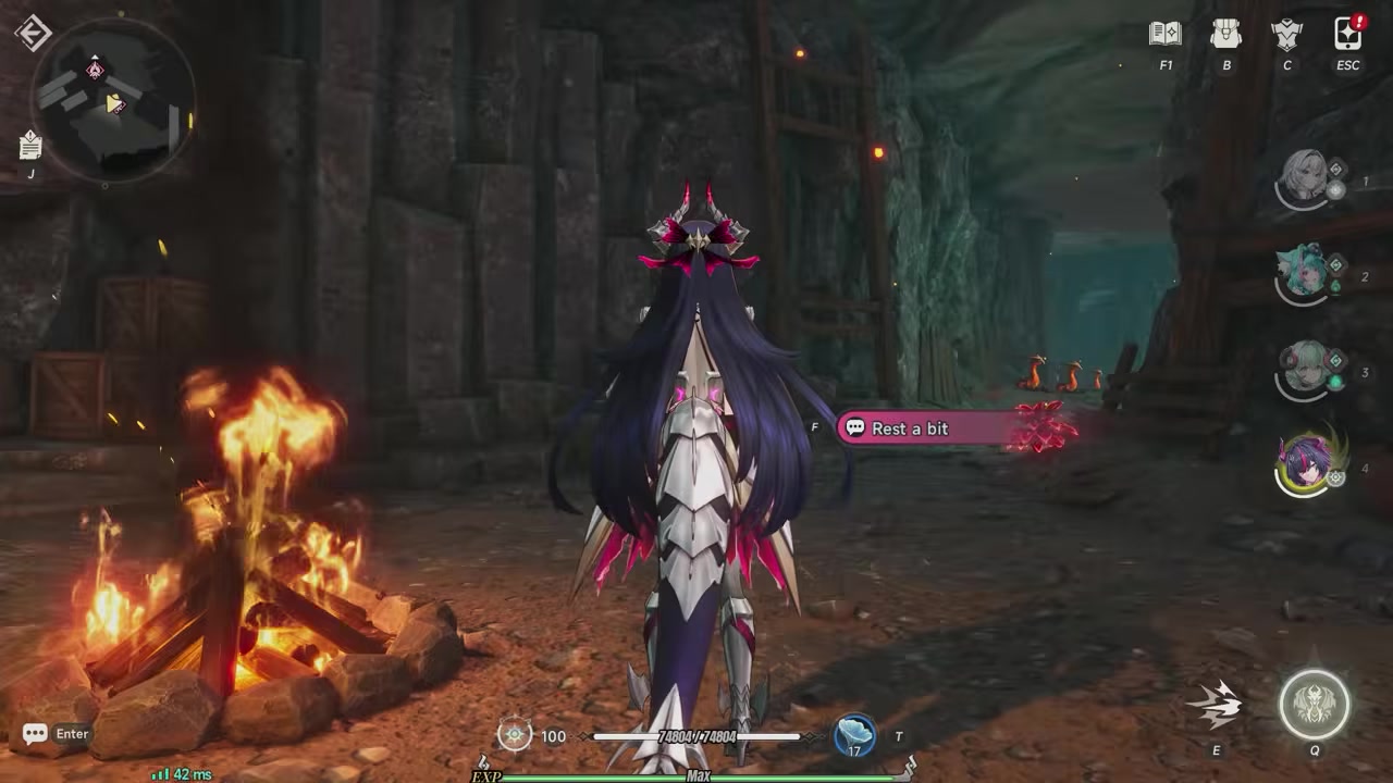 Player jumps from central platform into glowing lava