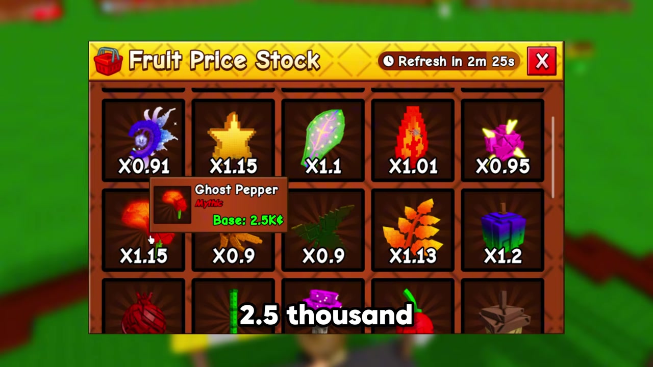 Crop price comparison list shows SunBloom, dragon breath, and ghost pepper
