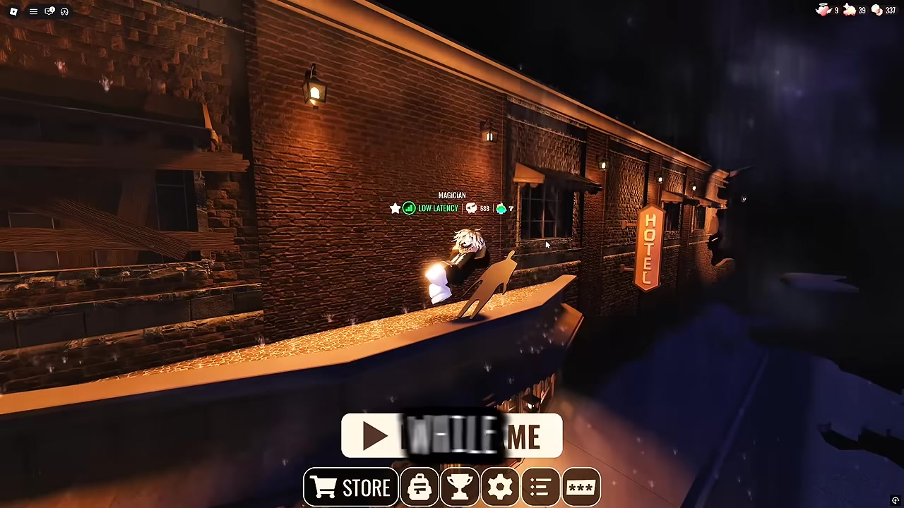 Player stands in a dark DOORS hallway near a glowing doorway