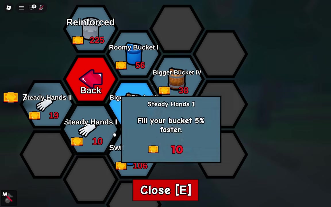 Player upgrades bucket capacity while standing near the draining lake