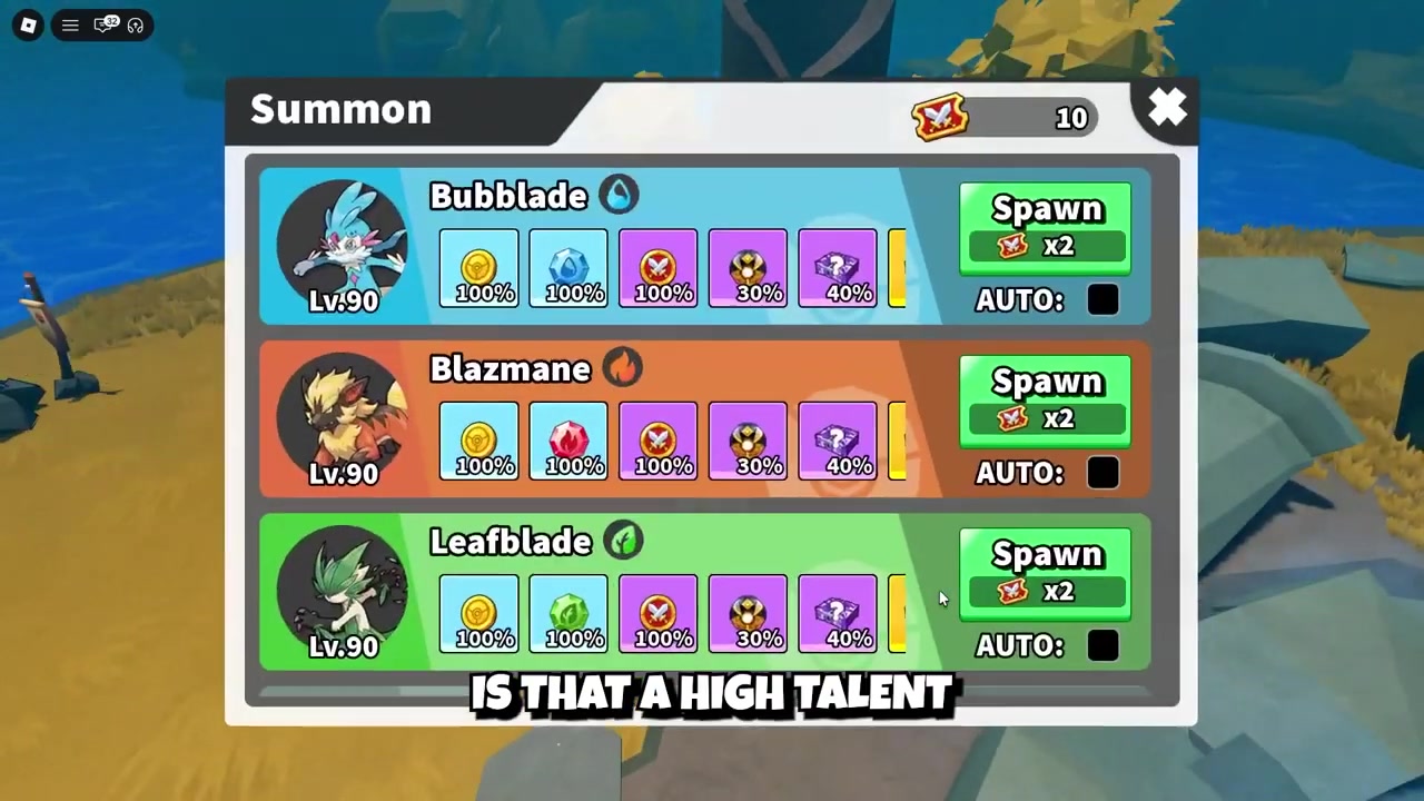 Evomon stat screen highlights talent rank and progression details