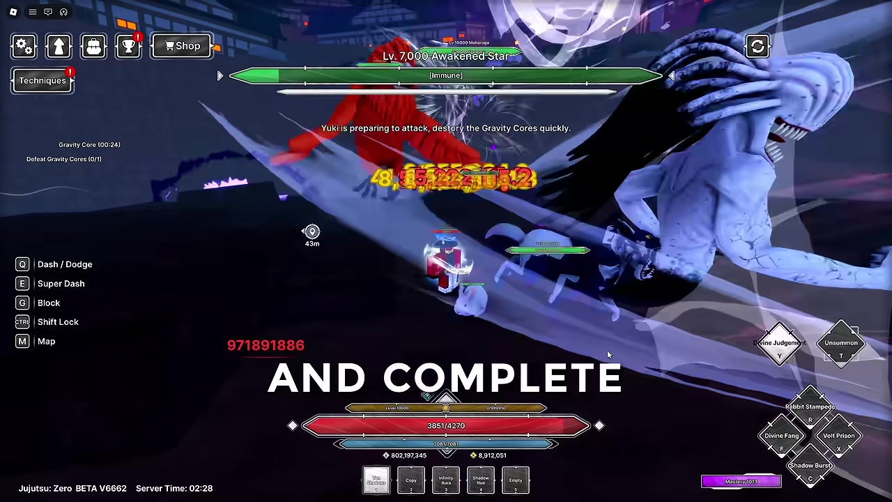 Team battle clears enemy waves inside a raid arena