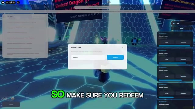 Roblox code redemption box shows multiple typed codes