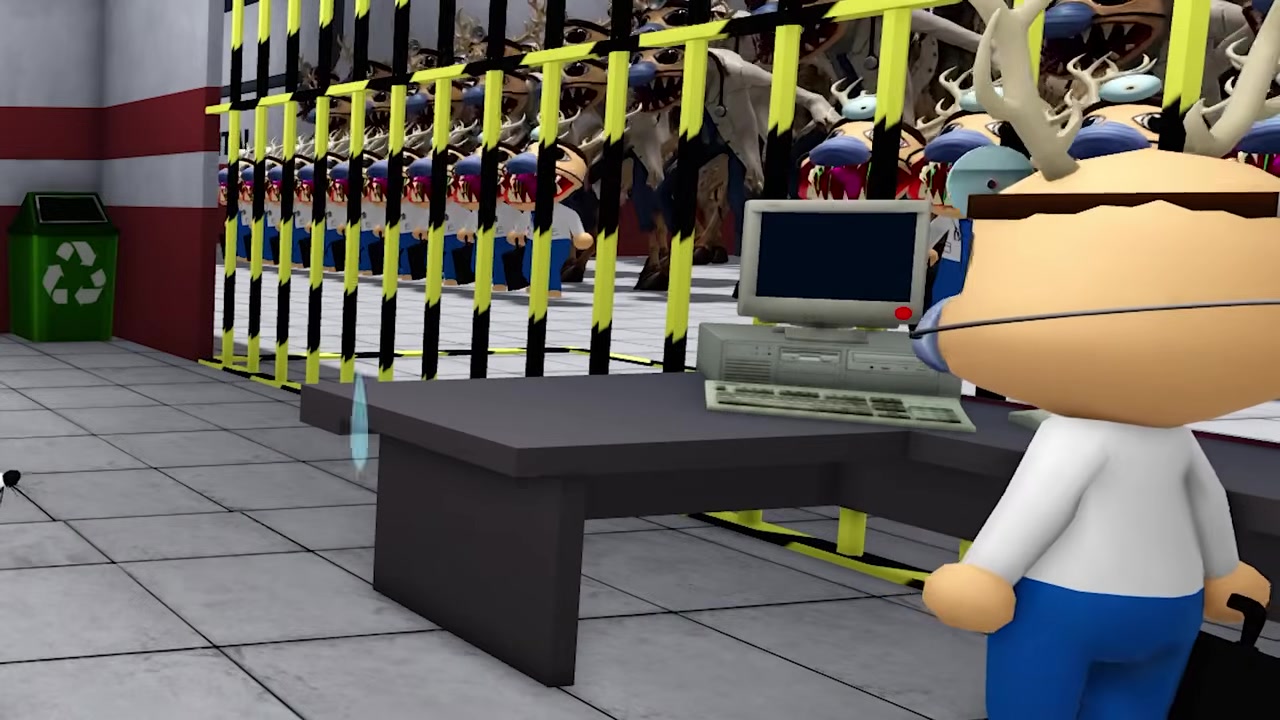 Doctor watches security cameras as a strange figure appears outside