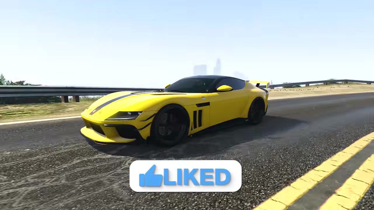GTA Online character stands beside a car on city streets