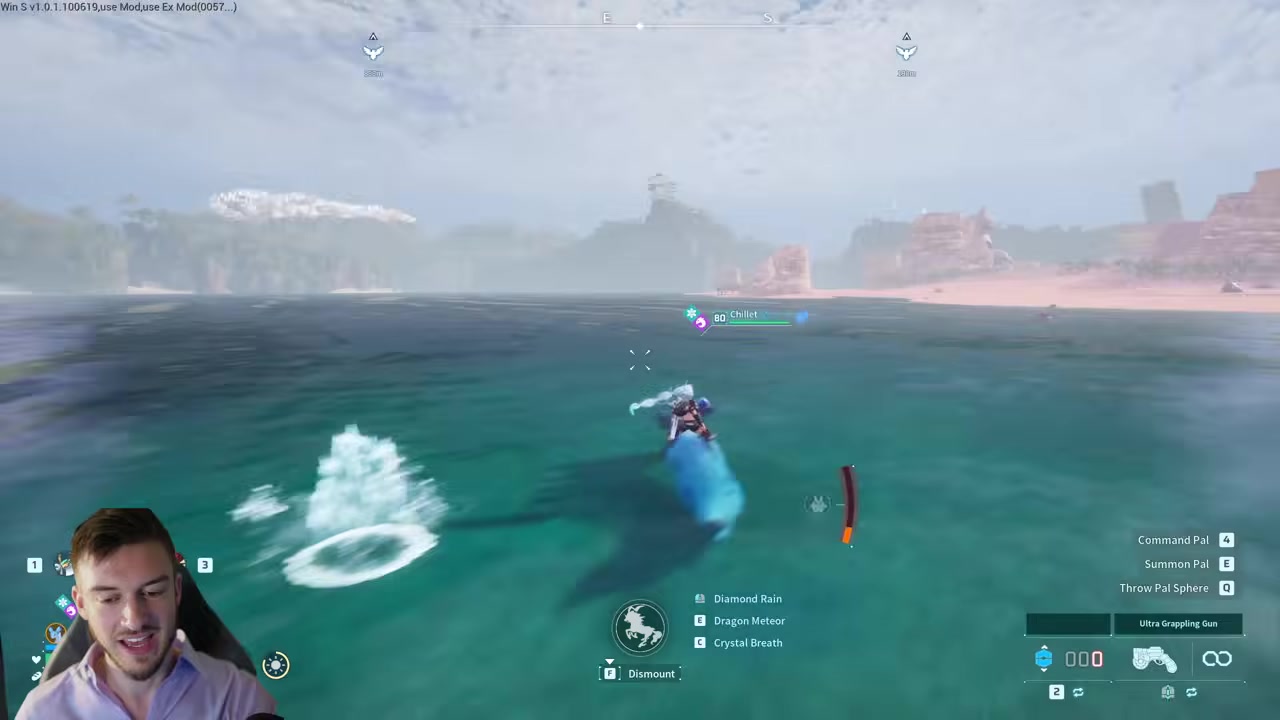 Chillet swims through blue water with rider aboard