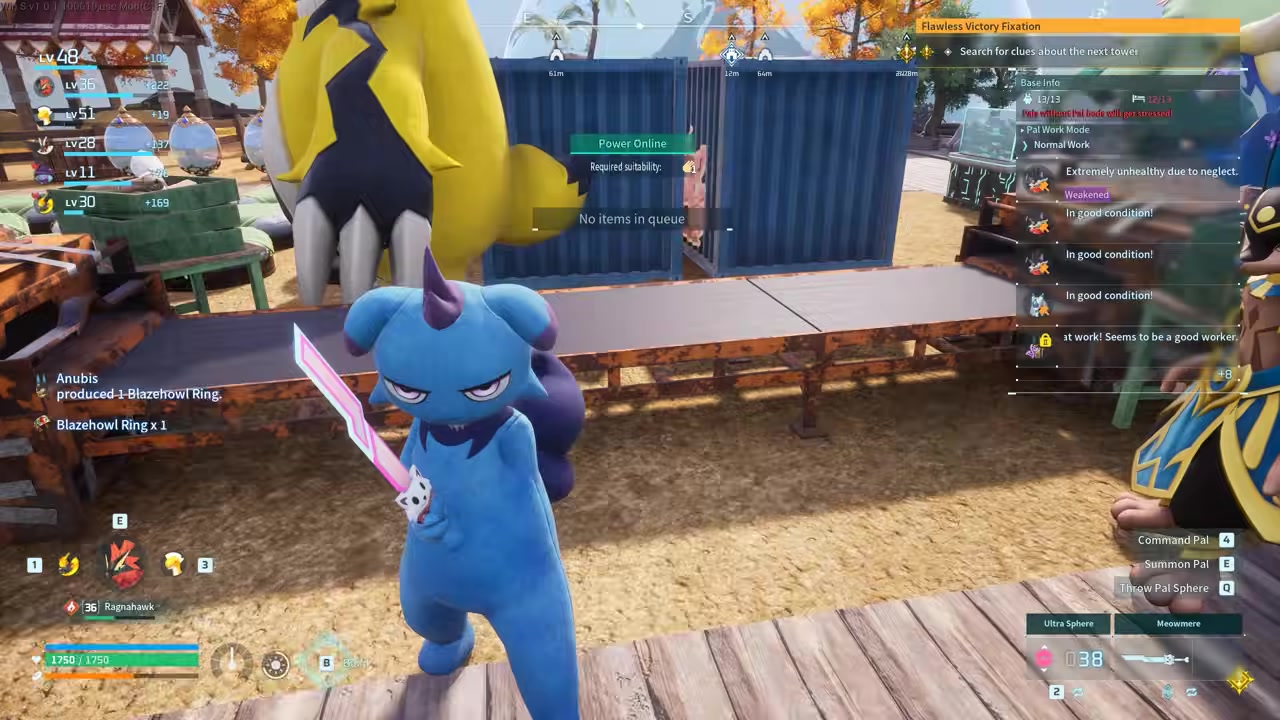 Map shows accessory schematic locations marked across Palworld