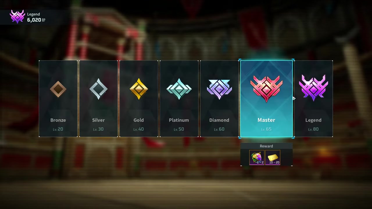 Arena rewards list shows tickets and rank prizes