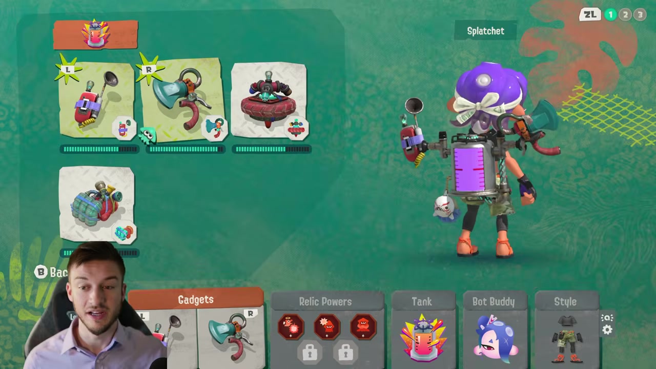 Paintbrush weapon swings through ink as the player retreats.