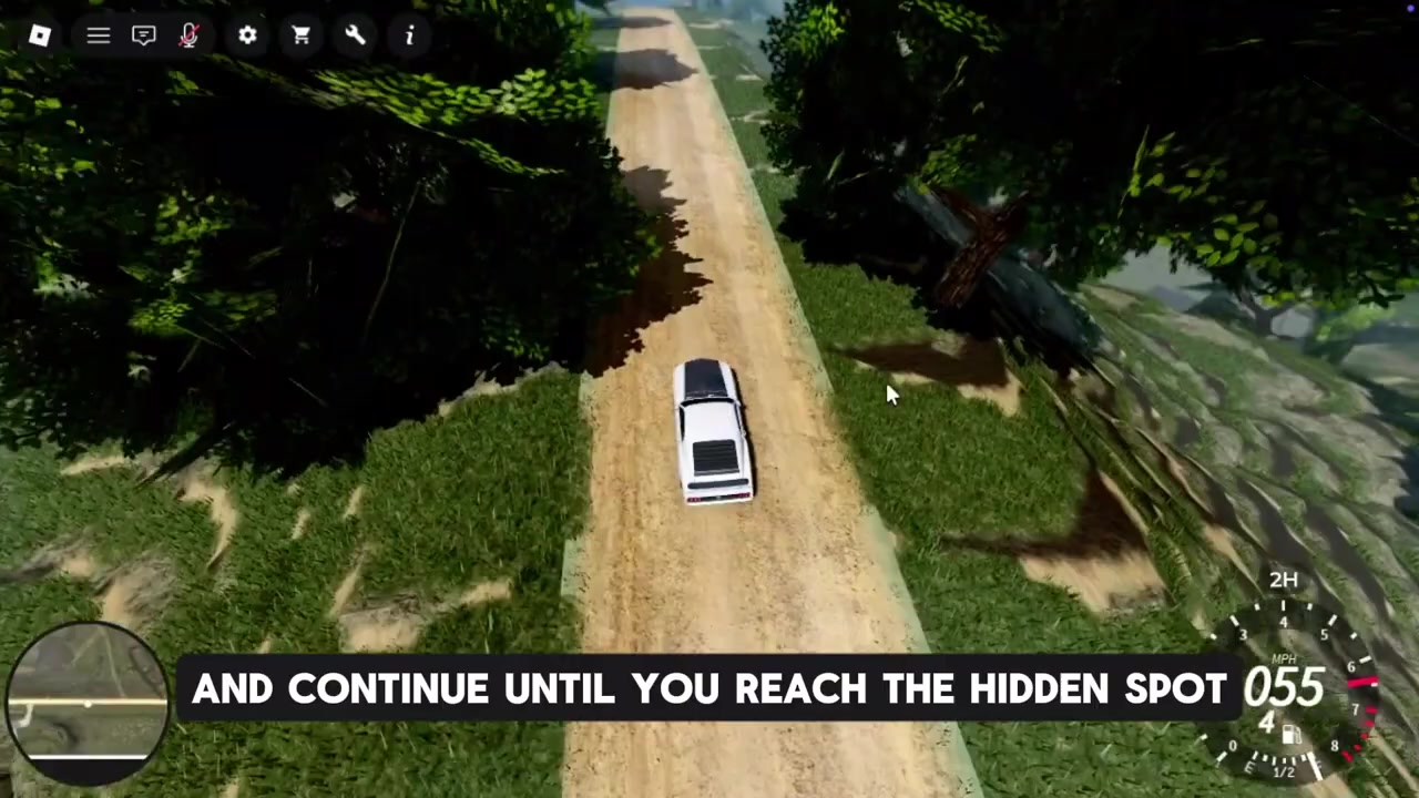 Vehicle sits tucked away near the bottom-left map path