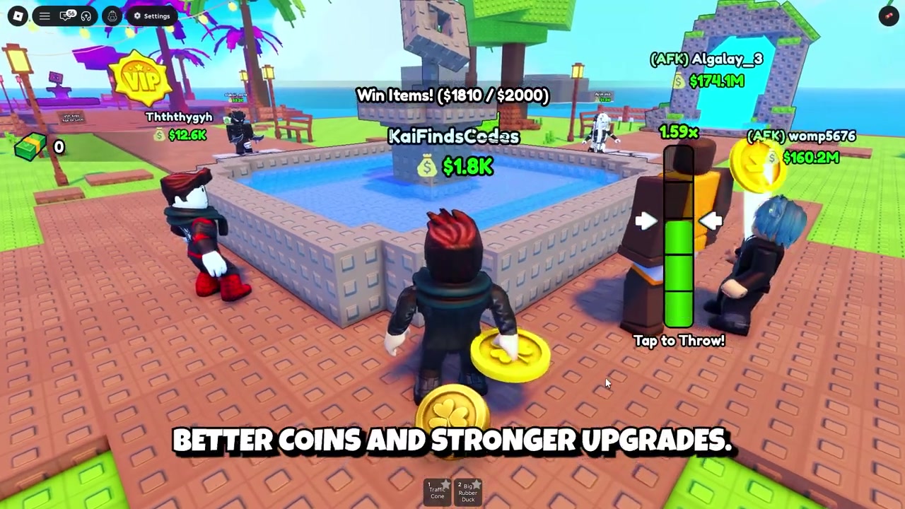 Coins fly into a glowing fountain as rewards appear